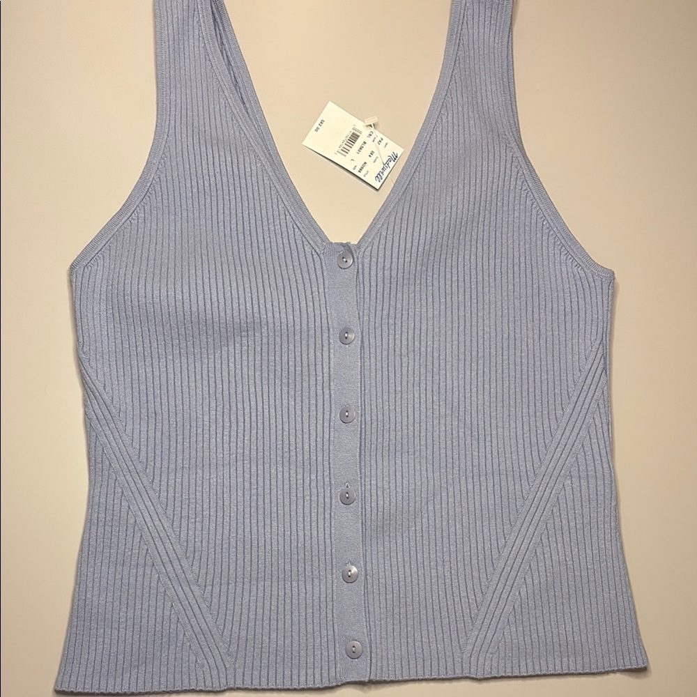 Madewell periwinkle/lavender Ribbed Button-Front Tank